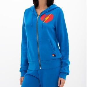 Aviator Nation BOLT HEART HOODIE- OCEAN BLUE